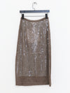 SWAYING Fall/Winter 2025: Beaded alpaca wool sweater/skirt set SW-SW-SW25AW3B04-HUIZONG (Gray-brown) Skirt (SW25AW1T07C1S4)